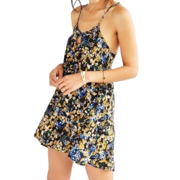 For Love & Lemons Watercolor Floral Keyhole Swing Dress Size Small - Picture 2 of 10